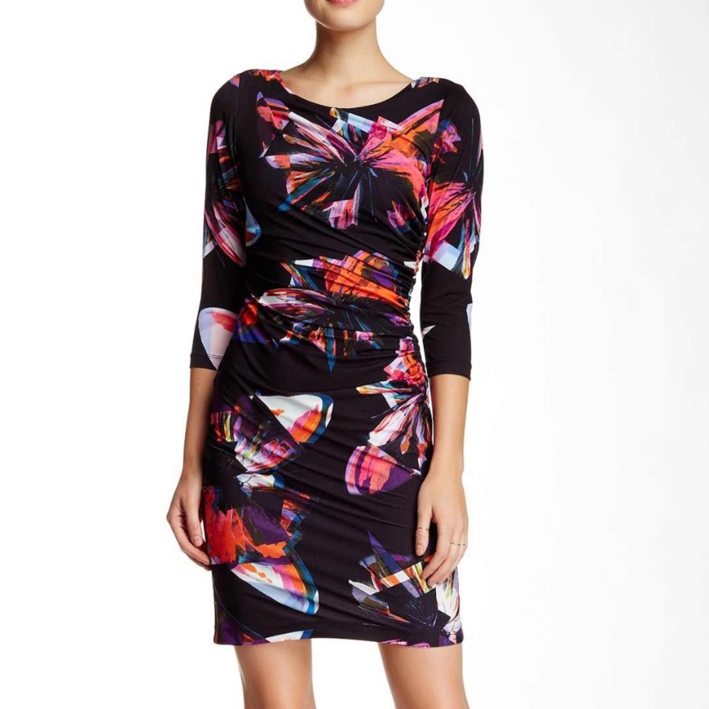 Tahari 3/4 sleeve sheath butterfly dress 10P - NWT